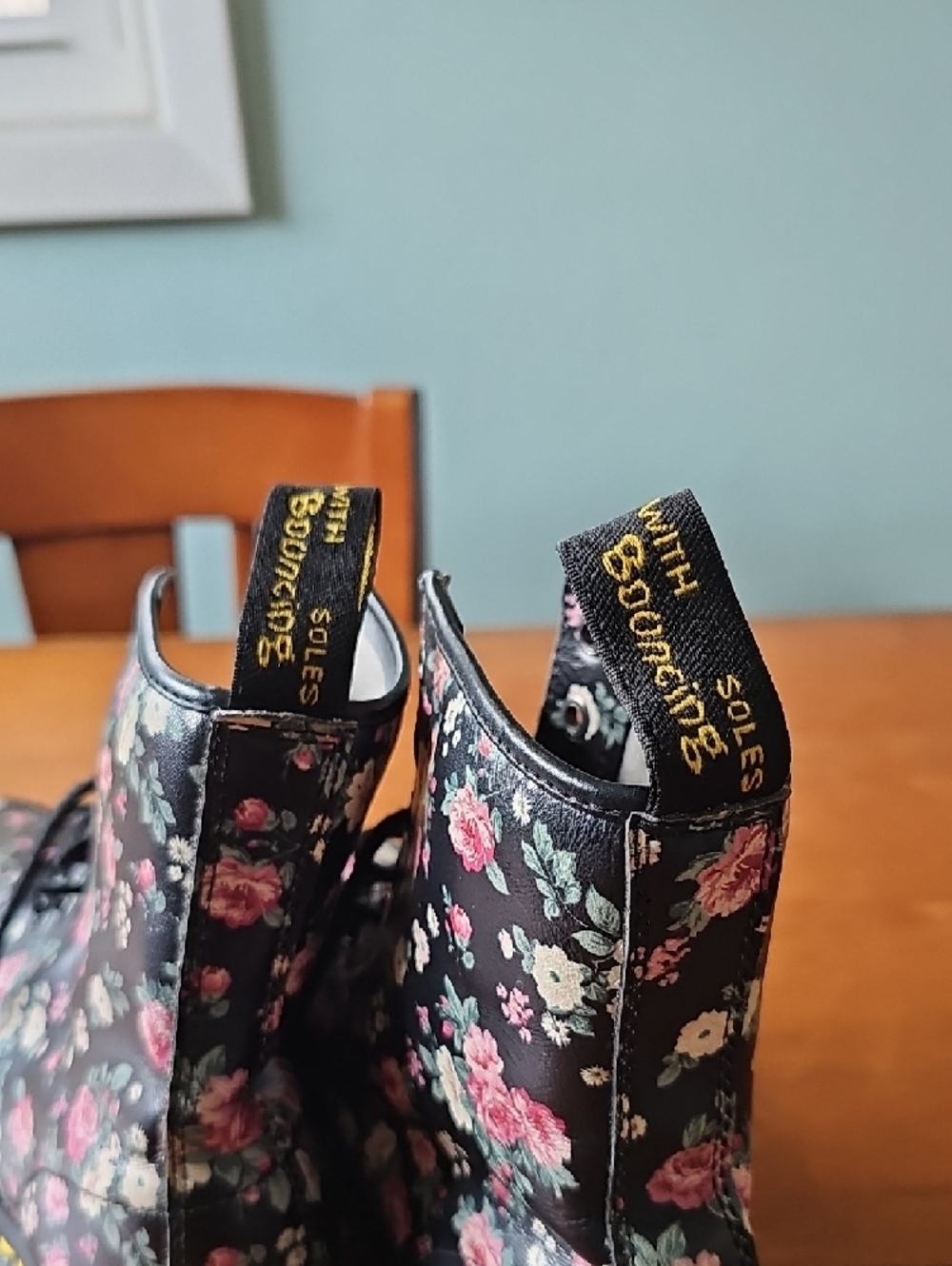 Dr. Martens Black Floral Lace-Up Ankle Booties - Picture 3 of 5